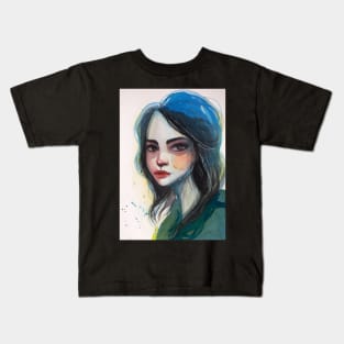 Watercolour portrait of a girl Kids T-Shirt